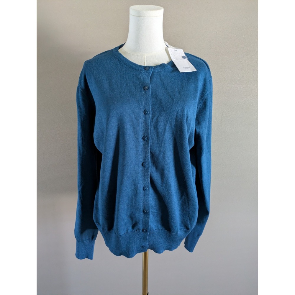Grace Karin Blue Long Sleeve Button Front Cardigan Sweater 2XL NWT